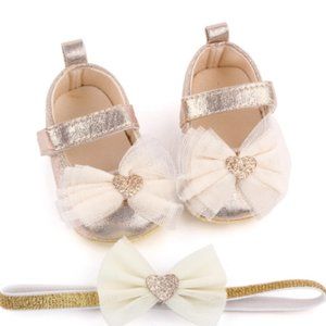 Infant Baby Girls Mary Jane Soft Sole Bowknot Wedding Dress Shoes